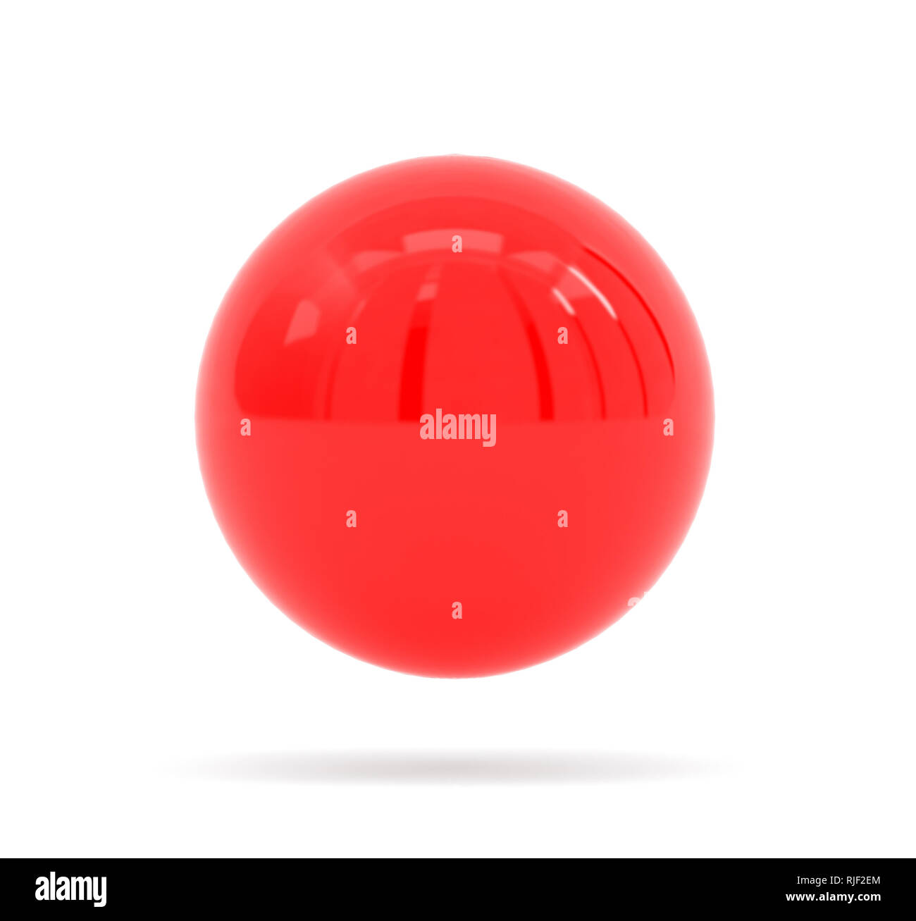 Sfera rossa. Sfera lucido su sfondo bianco. 3D render illustrazione Foto Stock