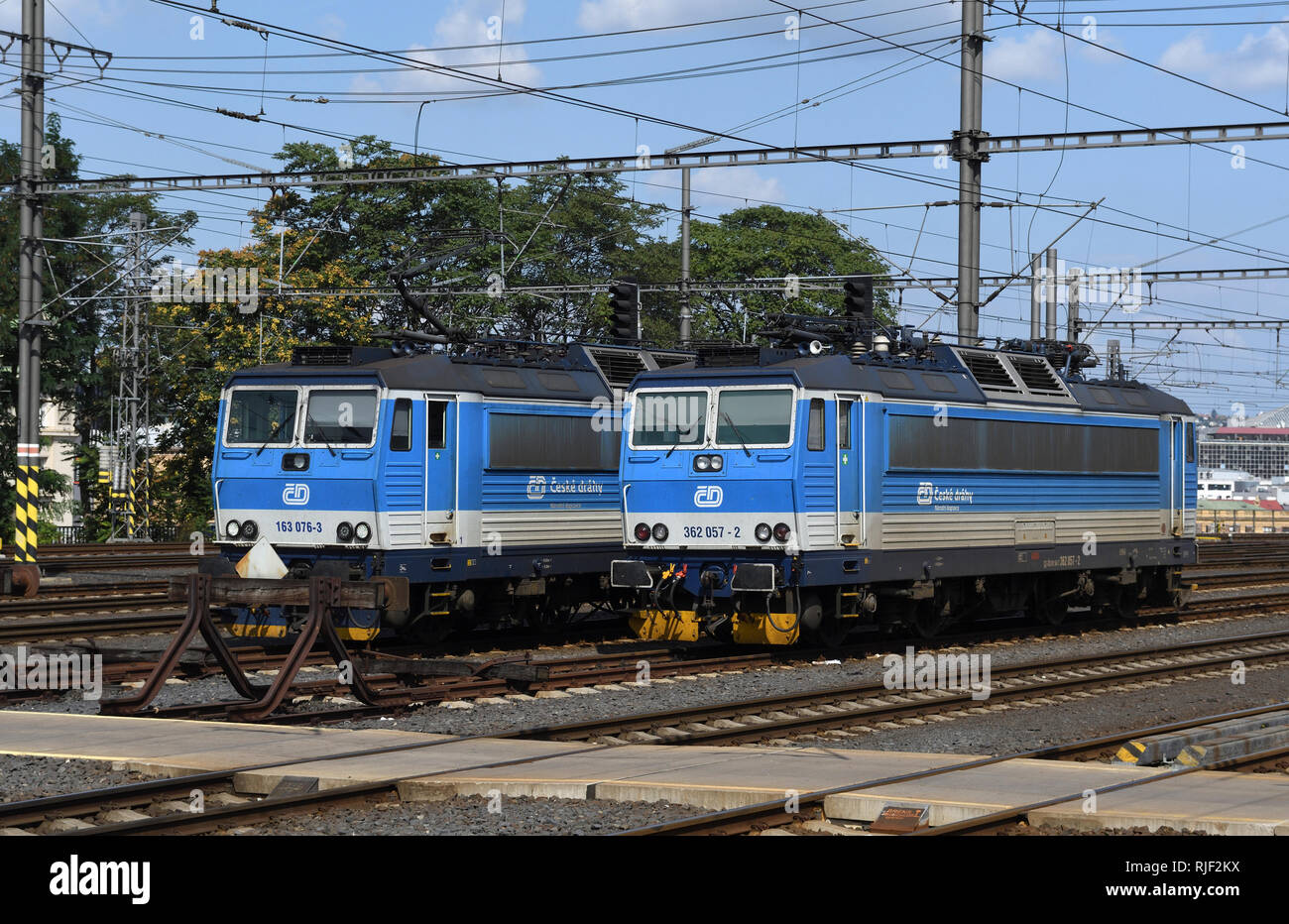 Le classi 163 e 362 locomotive elettriche;principale di Praga;Repubblica ceca Foto Stock