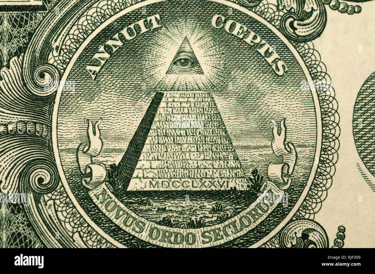 La piramide sul retro di quello americano dollaro Foto Stock