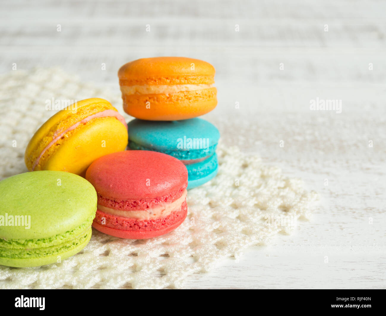 Macaron o amaretto dessert è originato dalla Francia. Foto Stock