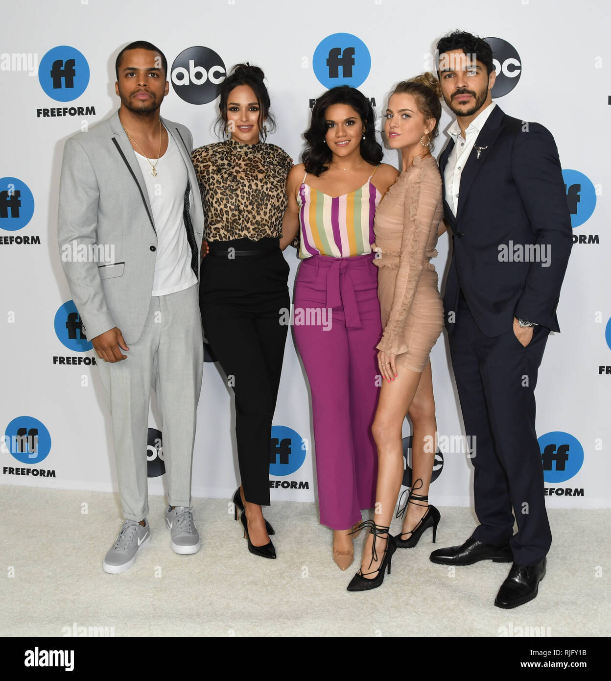 Pasadena, CA, Stati Uniti d'America. 5 febbraio, 2019. 05 Febbraio 2019 - Pasadena, California - Chris Warren, Feliz Ramirez, Justina Adorno, Anne inverni, Shalim Ortiz. Disney ABC Television TCA Winter Press Tour 2019 tenutasi presso la struttura The Langham Huntington Hotel. Photo credit: Birdie Thompson/AdMedia Credito: Birdie Thompson/AdMedia/ZUMA filo/Alamy Live News Foto Stock