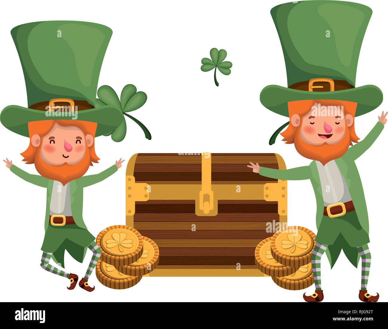 Leprechauns con petto e carattere di monete Illustrazione Vettoriale