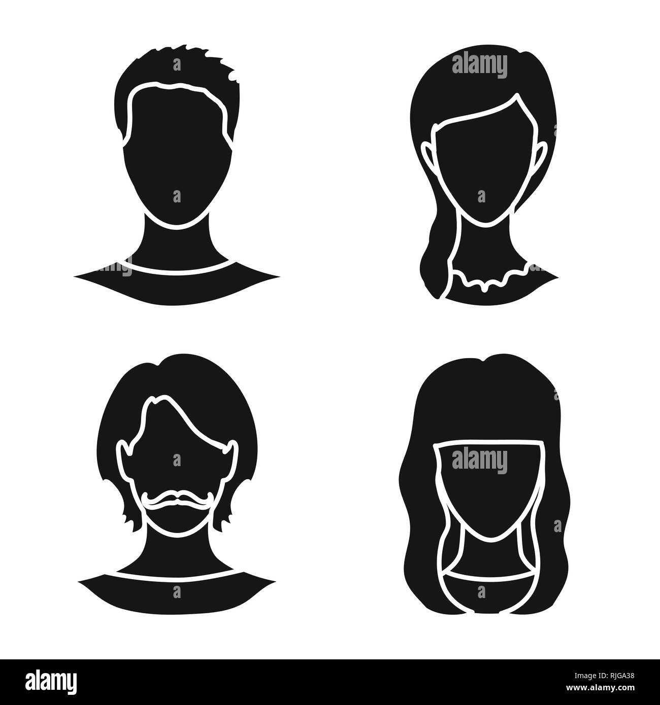 Oggetto isolato di carattere e icona del profilo. Raccolta di carattere e stock dummy illustrazione vettoriale. Illustrazione Vettoriale