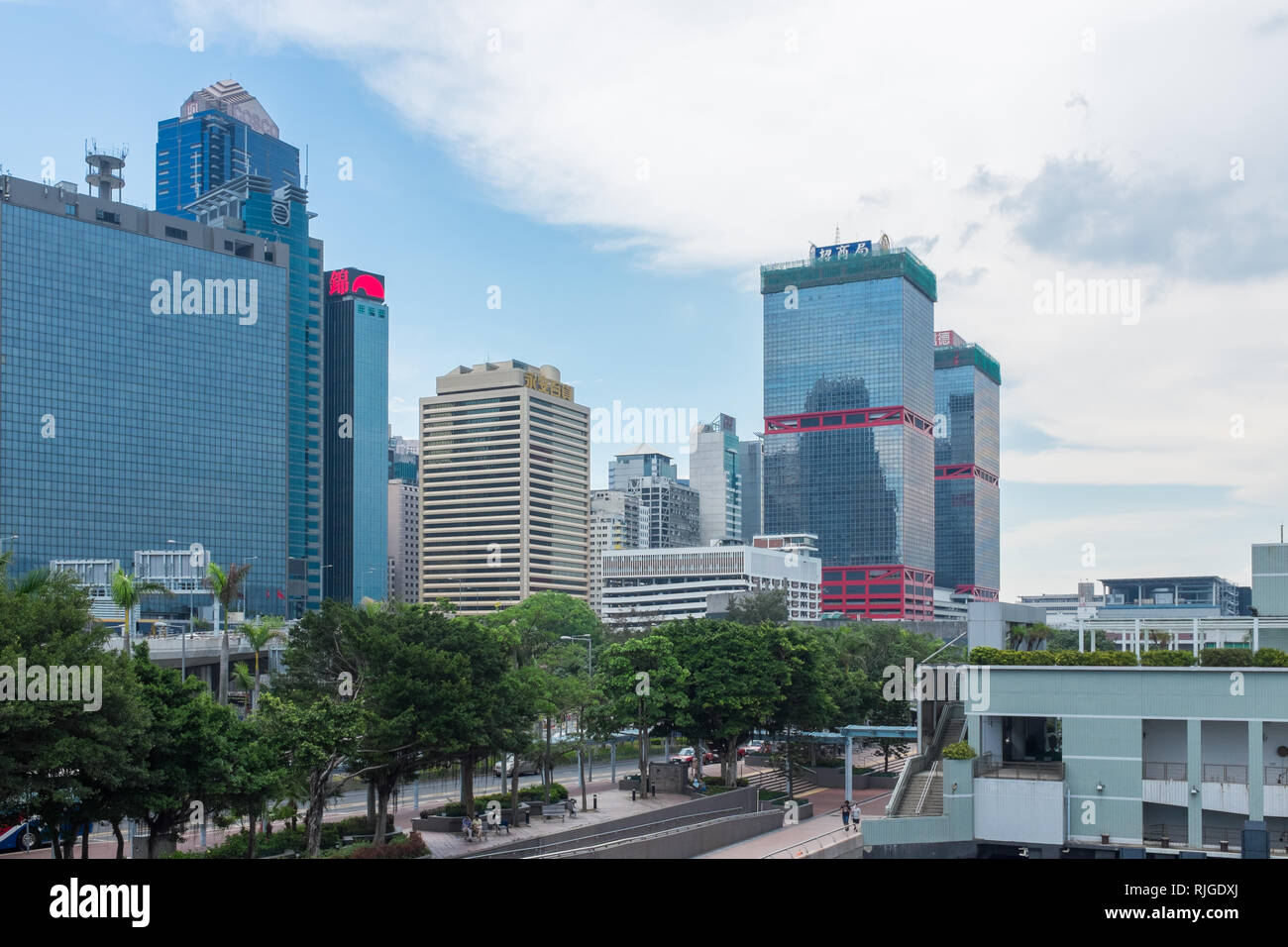 Alto e moderno ufficio blocchi di Hong Kong per il distretto centrale Foto Stock