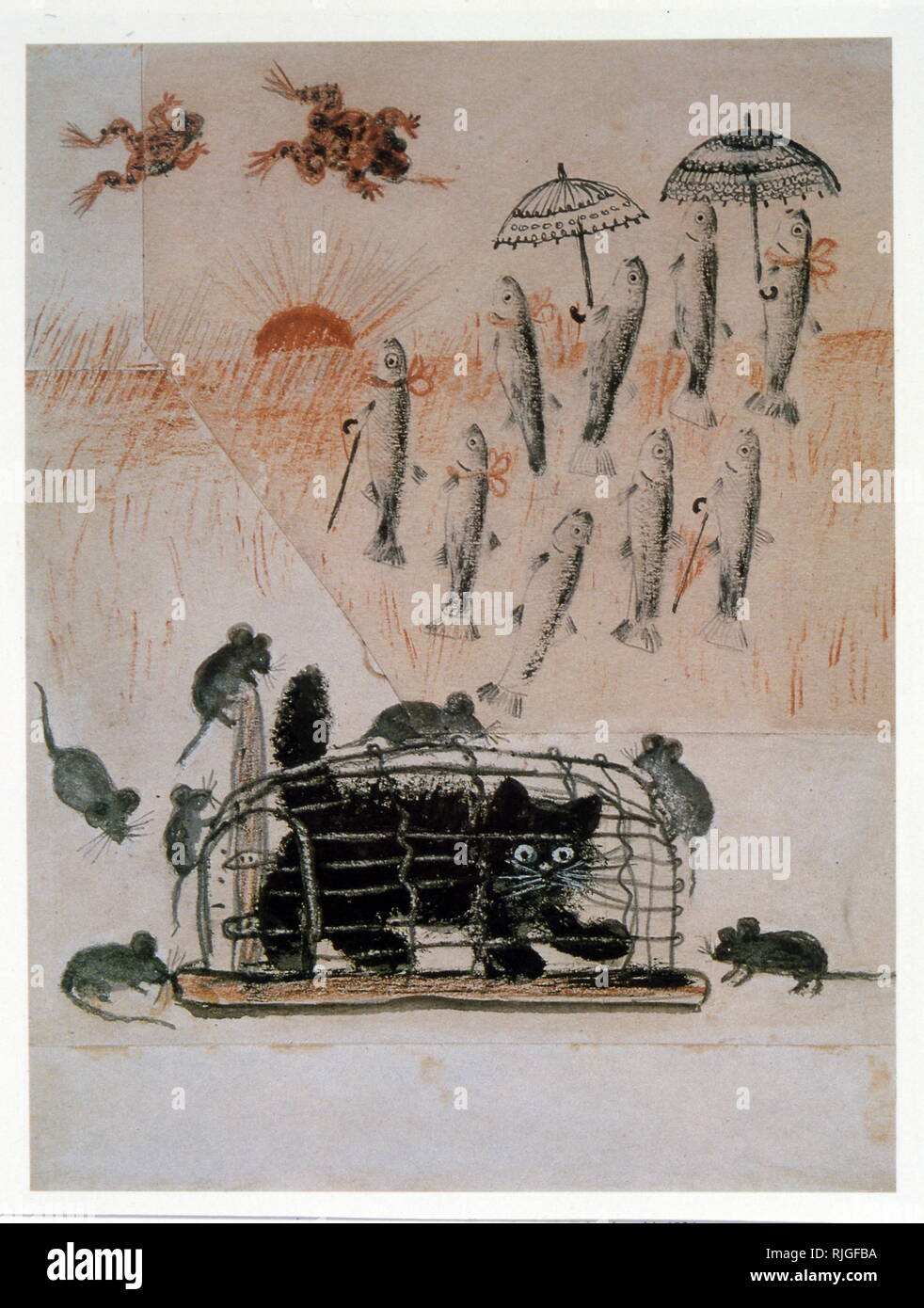 Illustrazione di Reli-Relo da Korney Chukovsky (1882-1969), bambini russi il poeta. Dipinto nel 1934 da Yuri Vasnetsov (1900-1973), pittore sovietico e artista grafico. Il suo lavoro era strettamente legata con le tradizioni popolari russe art. Foto Stock