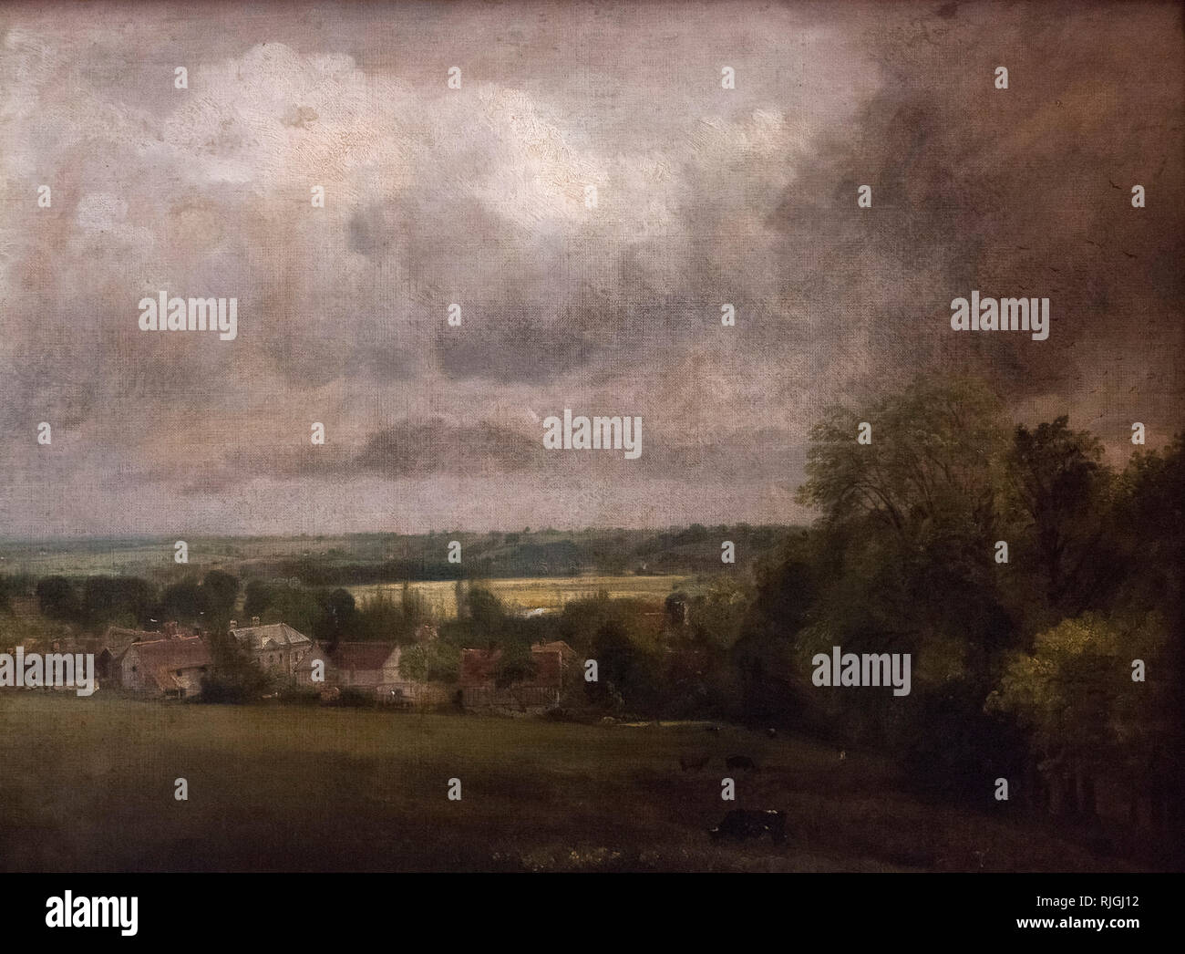 John Constable (1776-1837), Higham villaggio sul fiume Stour, ca. 1804. Higham Village am Flusse Stour. Alte Nationalgalerie di Berlino. Foto Stock