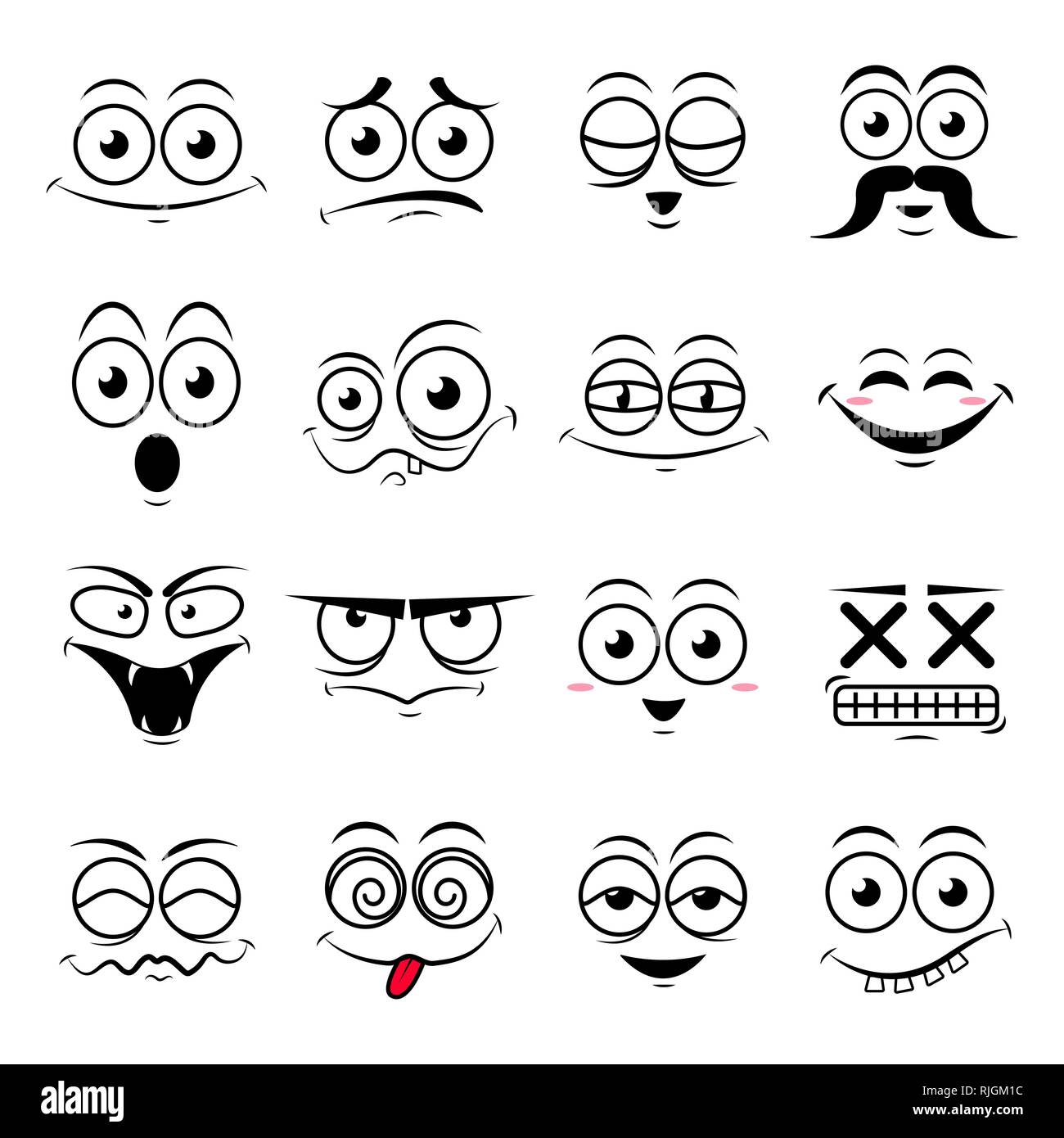 Set di carino felice smiley emoticon,illustrazione vettoriale Illustrazione Vettoriale