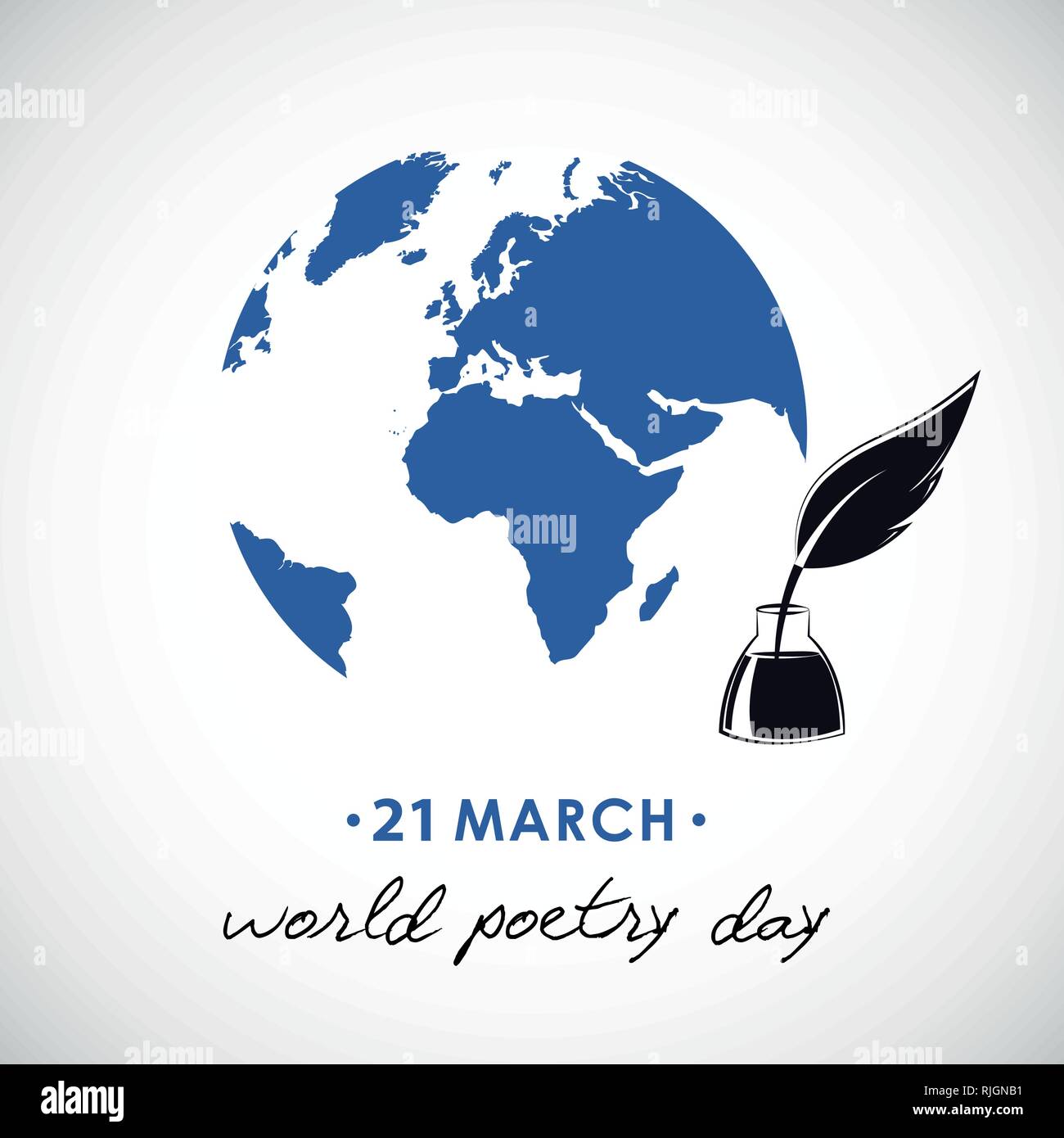 La poesia del mondo giorno schizzo di una penna stilografica e globe illustrazione vettoriale EPS10 Illustrazione Vettoriale