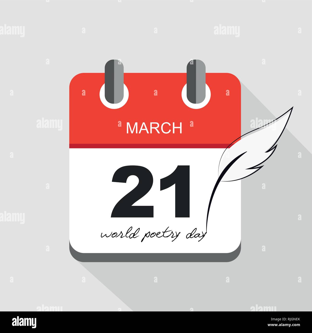 La poesia del mondo giorno 21 marzo in rosso il calendario illustrazione vettoriale EPS10 Illustrazione Vettoriale