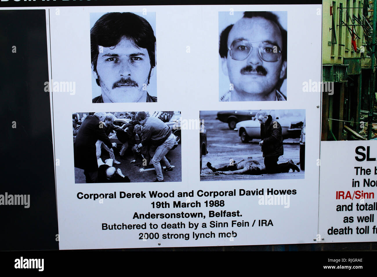 "Bayardo" - Erinnerung an protestantischer Opfer von Terroranschlaegen, die von Katholiken veruebt worden waren - Wandbild/ murale, das an den Buergerk Foto Stock