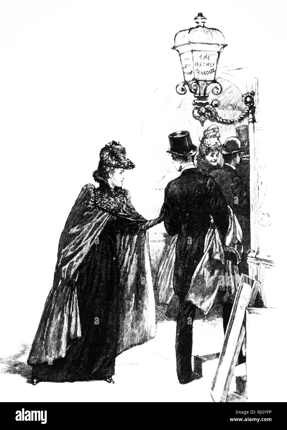 Una incisione raffigurante una moda giovane per partecipare ad un gioco a Londra. Datata del XIX secolo Foto Stock