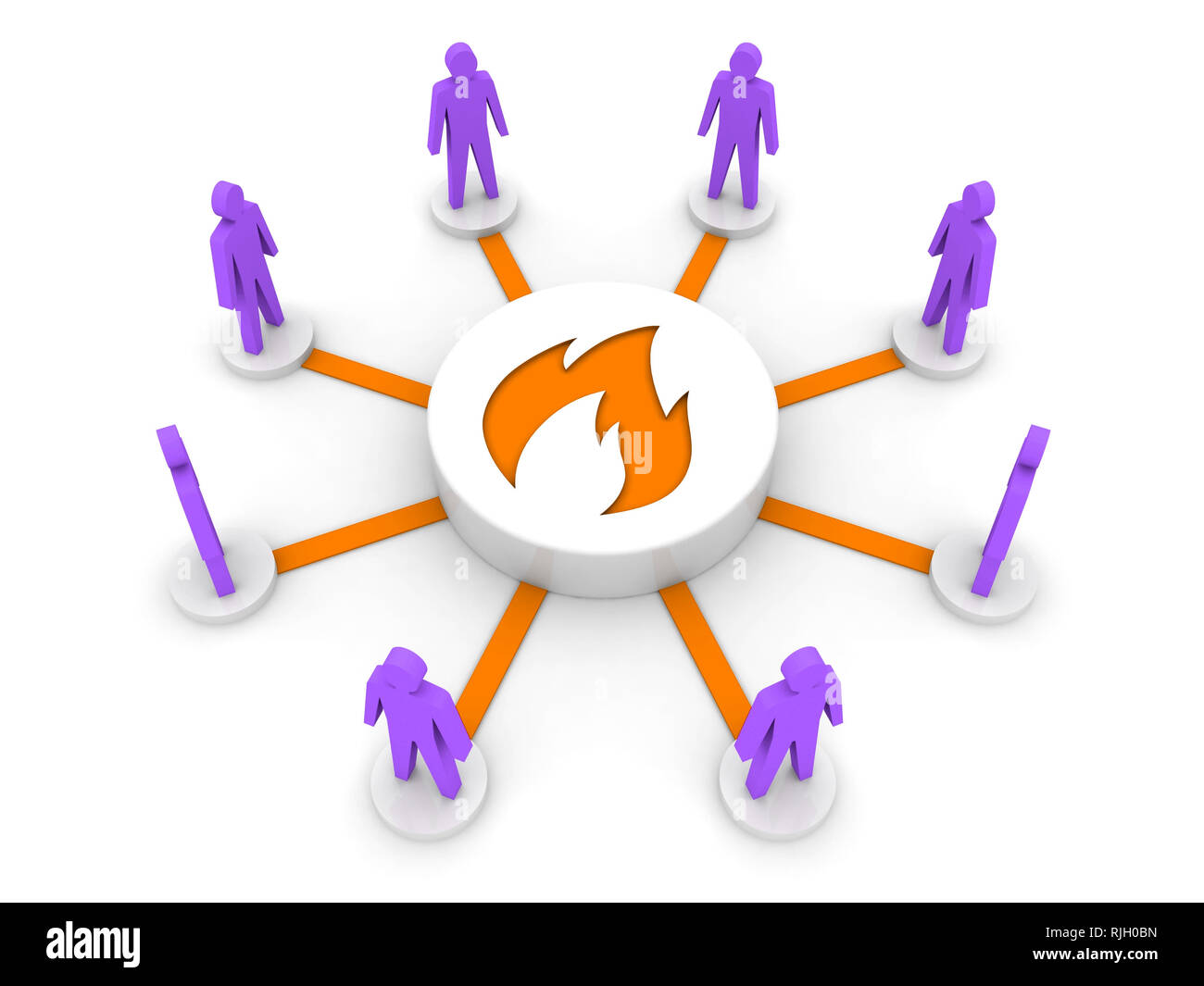 Team fire. Gruppo di ispirazione. Concetto 3D'illustrazione. Foto Stock