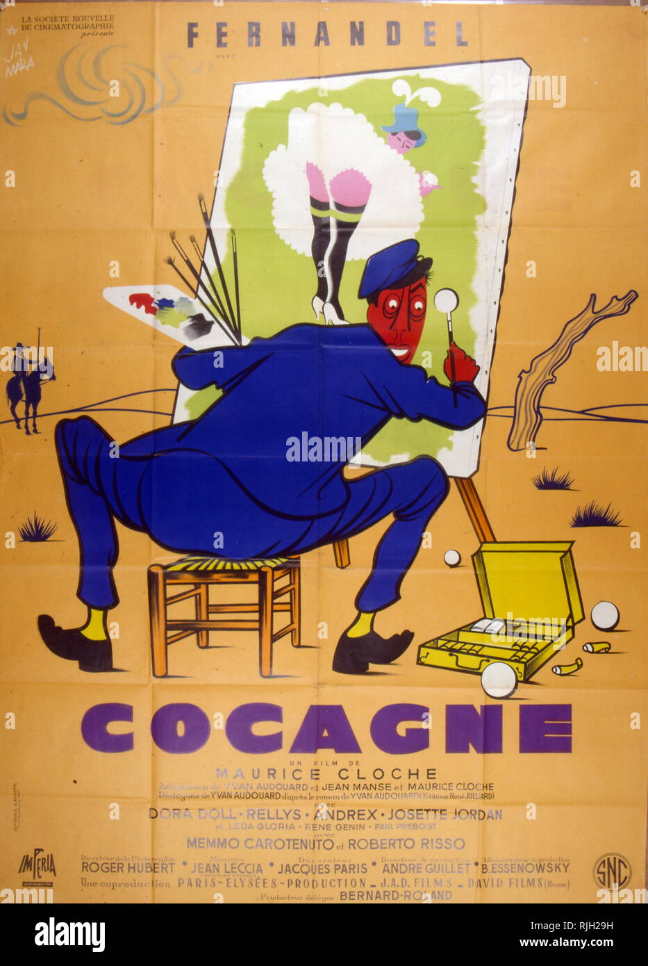 COCAGNE film francese poster 1961. Interpretato da Fernand Contandin (1903 - 1971), meglio noto come Fernandel, Francese attore e cantante Foto Stock