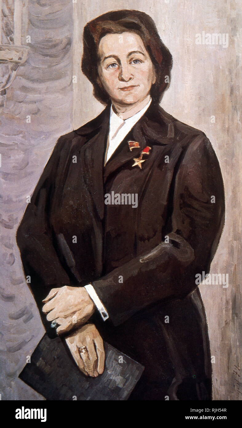 Z. Pukhova eroina della Unione Sovietica e membro del Presidium ritratto da M. Maliutin 1974 Foto Stock