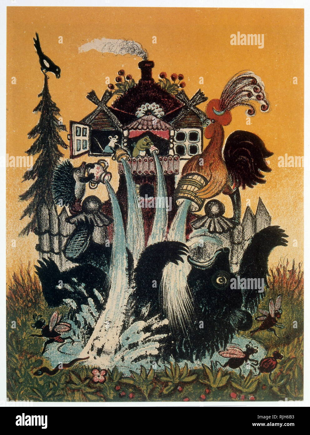Il galletto, lo scoiattolo, il mouse e la rana e l'orso. Sulla base di una storia per bambini. 1941, da Yuri Vasnetsov (1900-1973), pittore sovietico e artista grafico. Il suo lavoro era strettamente legata con le tradizioni popolari russe art. Foto Stock Il galletto, lo scoiattolo, il mouse e la rana e l'orso. Sulla base di una storia per bambini. 1941, da Yuri Vasnetsov (1900-1973), pittore sovietico e artista grafico. Il suo lavoro era strettamente legata con le tradizioni popolari russe art. Foto Stock