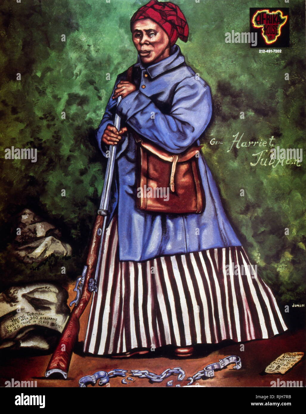 Moderno ritratto di Harriet Tubman (c. 1822 - 1913); abolizionista americano e attivista politico. Nato in schiavitù, Tubman sfuggito e successivamente fatte circa tredici missioni di salvataggio di circa settanta persone schiavizzate, familiari e amici utilizzando la rete di attivisti antislavery e case sicure conosciuta come la ferrovia sotterranea Foto Stock
