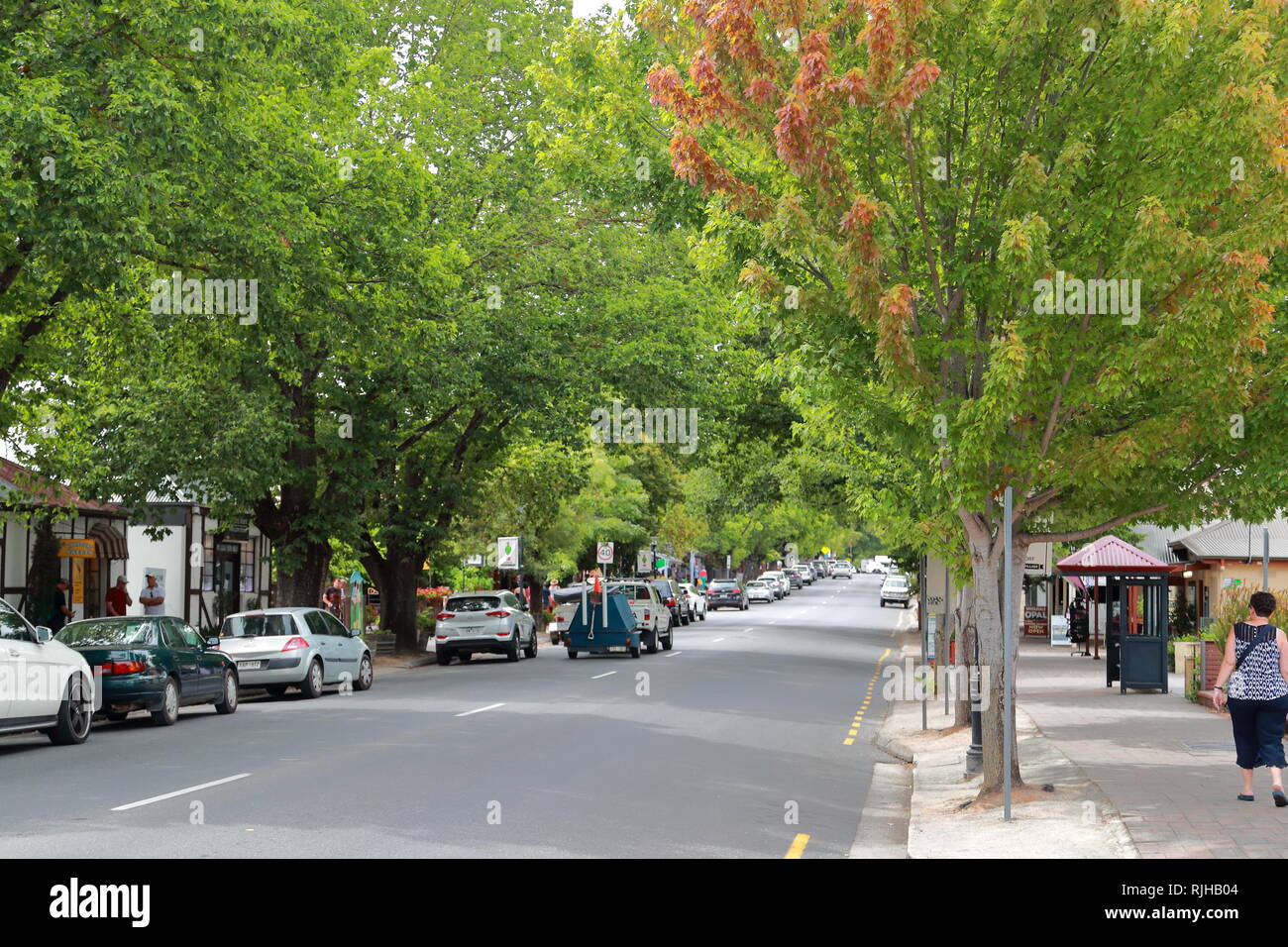 Mount Barker Road in Hahndorf, Sud Australia Foto Stock