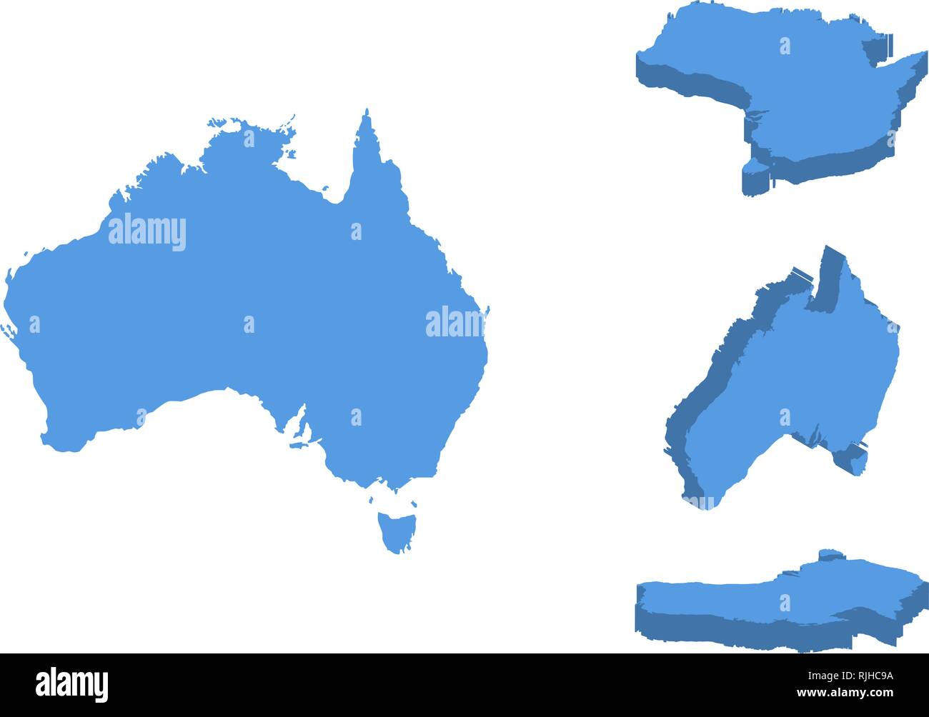 Australia mappa isometrica illustrazione vettoriale, paese isolato su uno sfondo bianco. Illustrazione Vettoriale