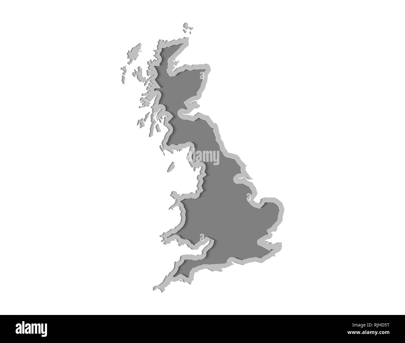 Inghilterra mappa carta tagliata illustrazione vettoriale, paese isolato su uno sfondo bianco. Illustrazione Vettoriale