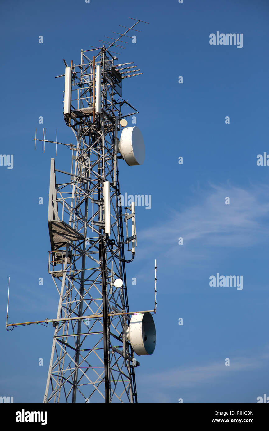 Torre di comunicazione vicino Valongis su Alderney, Isole del Canale Foto Stock