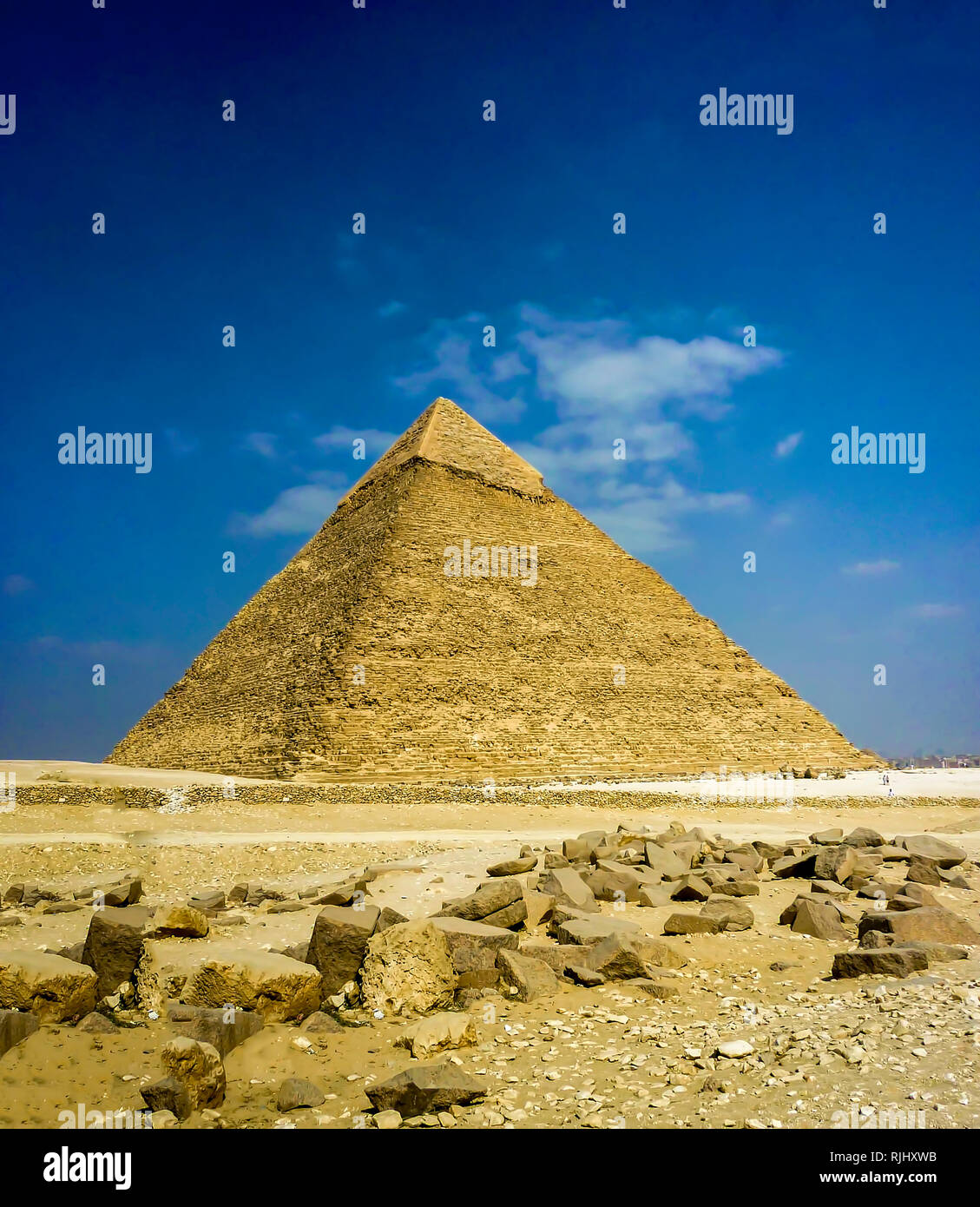 Piramide di Khafre ..Grande Piramide di Giza Grande Sfinge di Giza piramide di Khafre Piramidi Egizie del Cairo. Immagine di stock Foto Stock