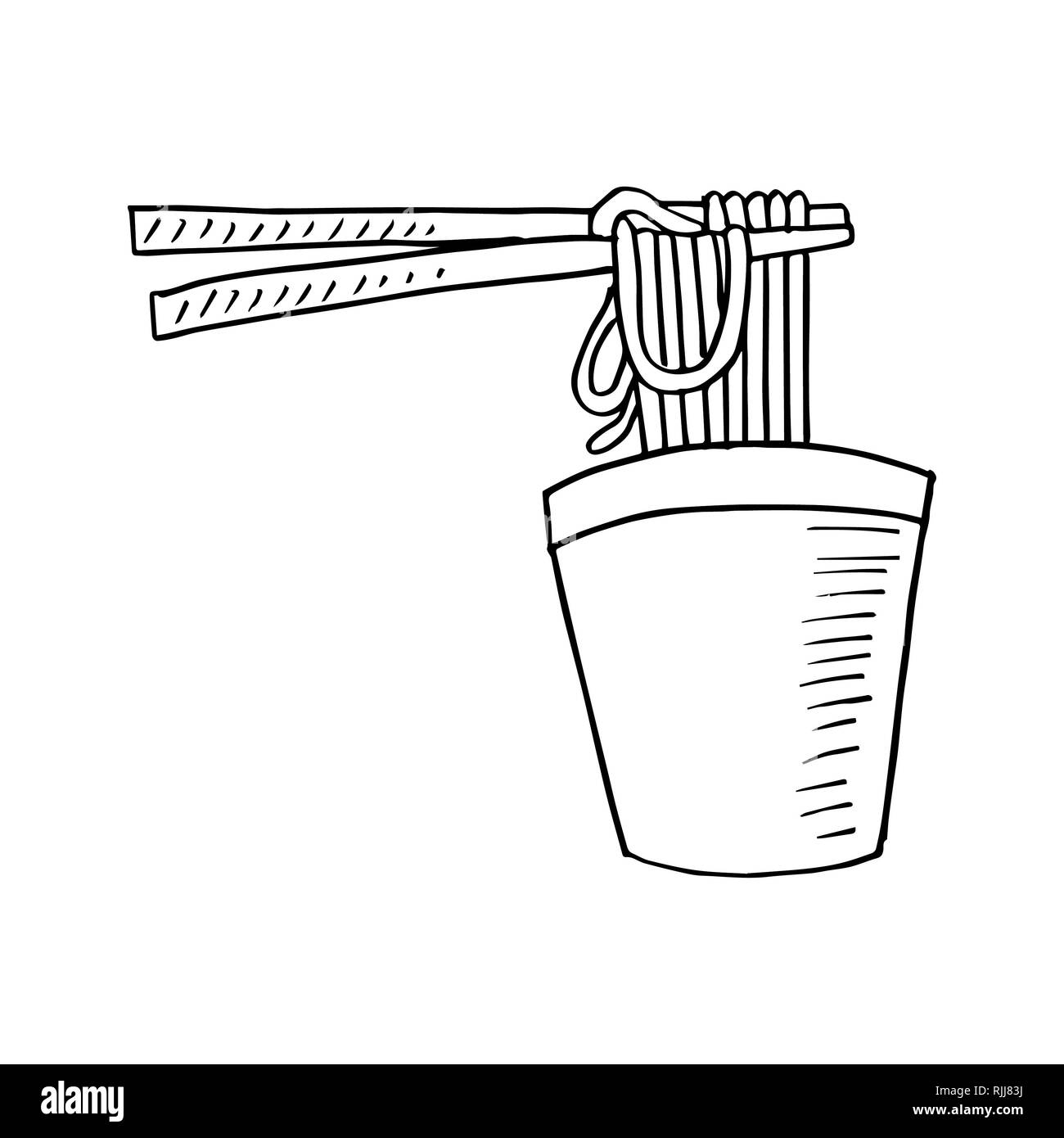 Doodle noodle su sfondo bianco. Foto Stock