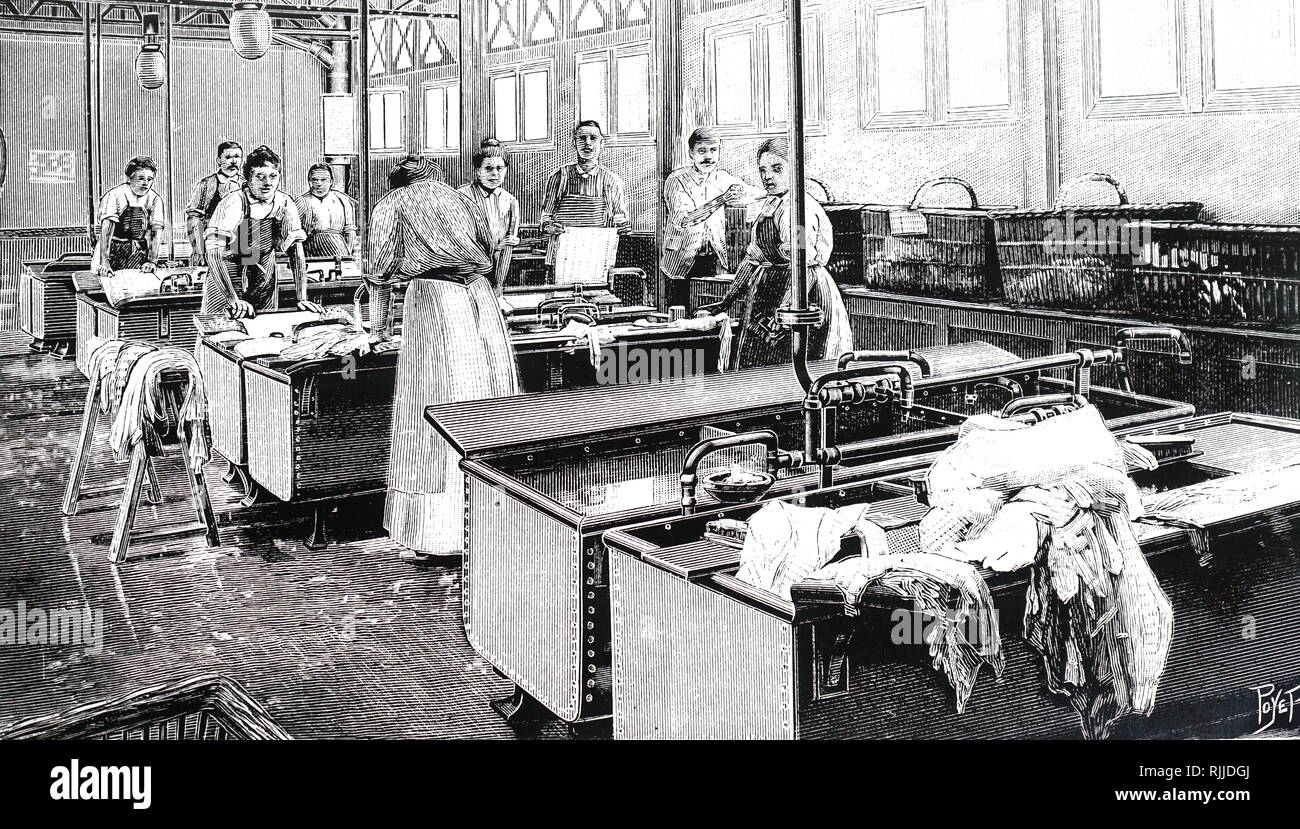 Una incisione raffigurante Chauvet modello della lavanderia, Parigi. Datata del XIX secolo Foto Stock