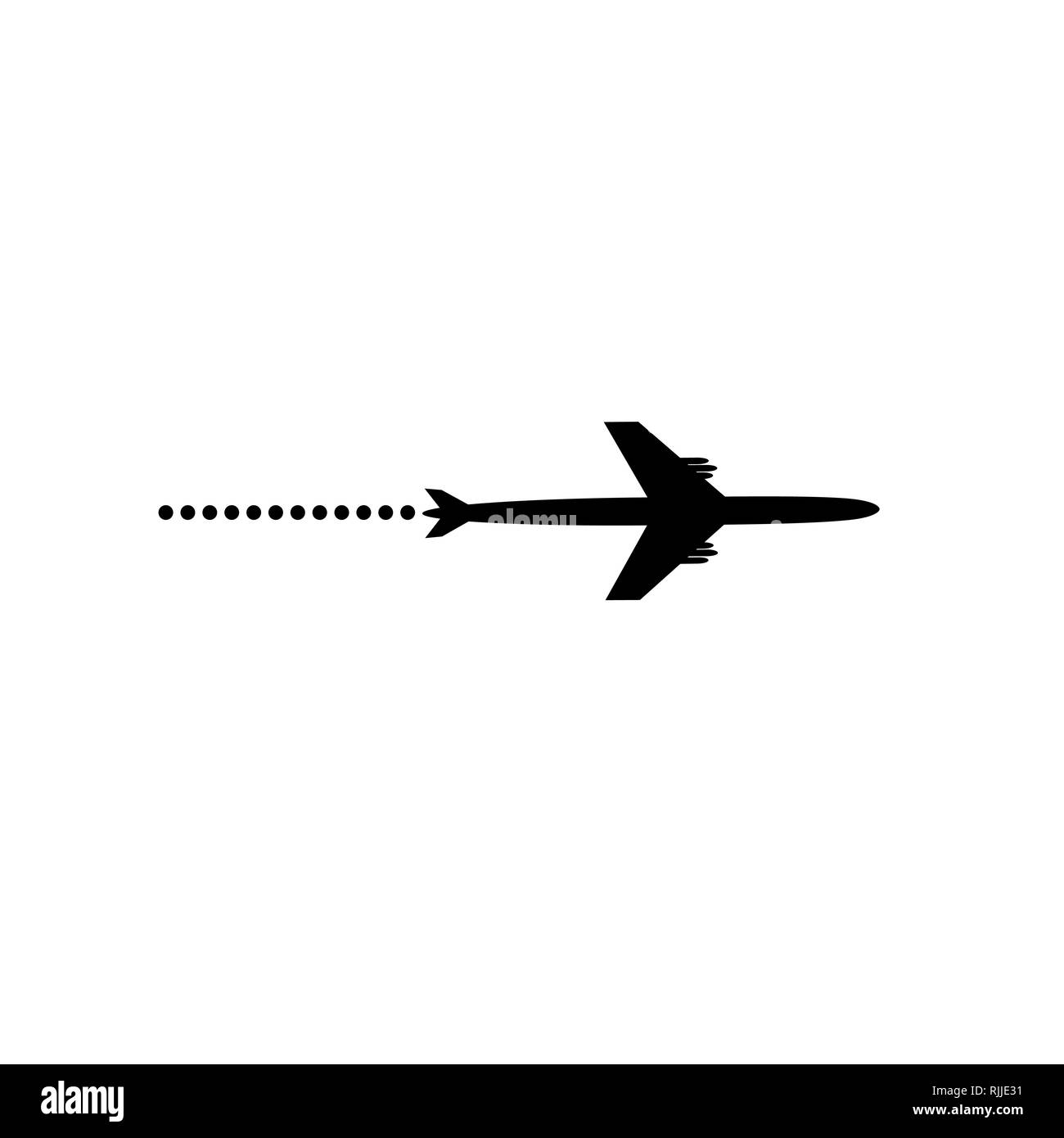 Avanzamento barra di caricamento con aereo. L'appartamento volante è nero. Il waypoint viene per un viaggio turistico. Traccia su uno sfondo bianco. Vettore Illustrazione Vettoriale