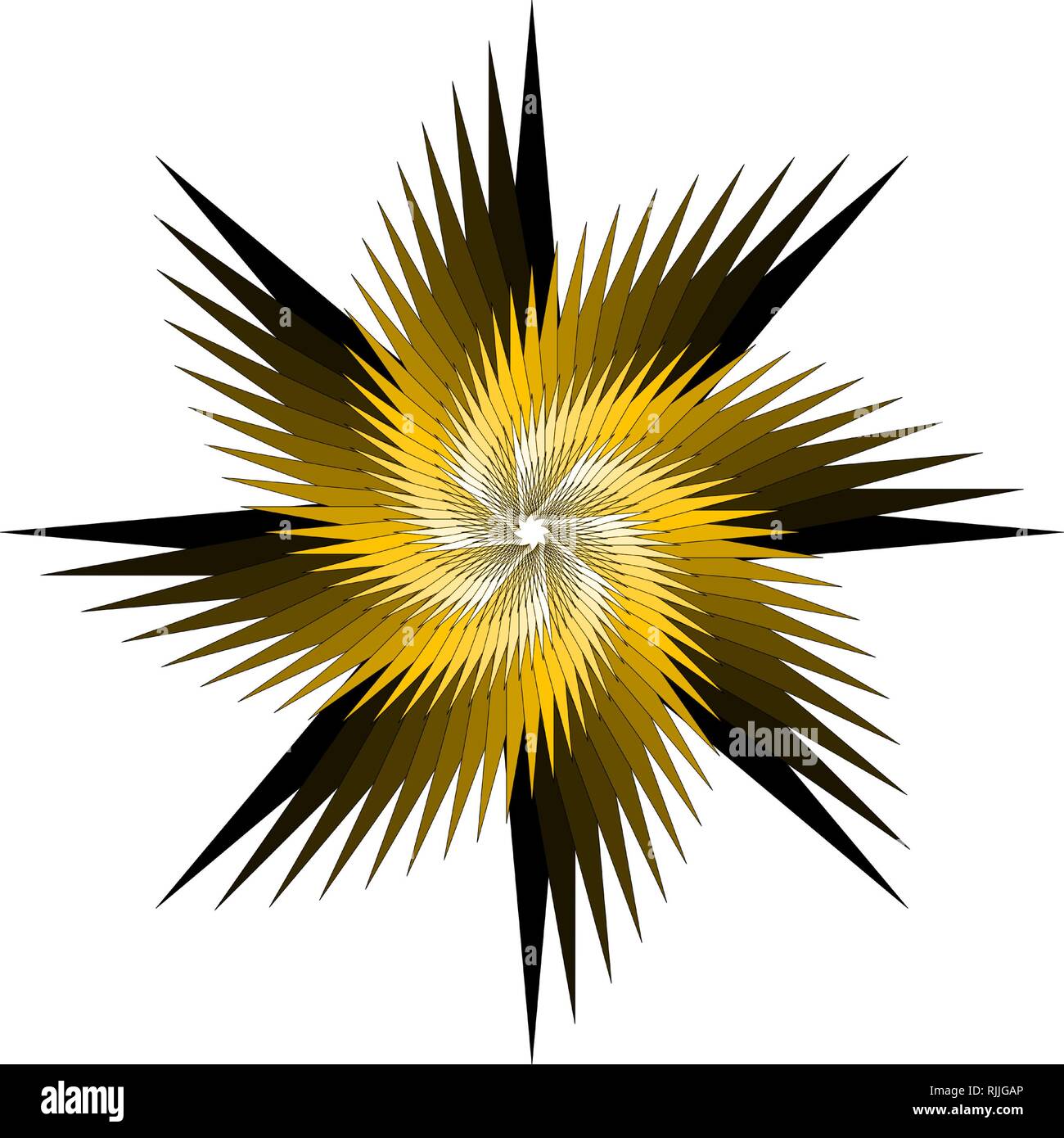 Decorativo design a spirale costruita con forme stellari diminuendo di dimensione man mano che si avvicinano al centro Illustrazione Vettoriale