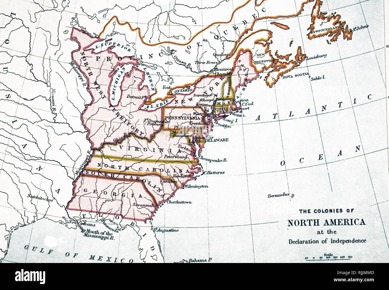 Una mappa degli Stati Uniti alla vigilia di indipendenza, 3 luglio 1776. Datata xviii secolo Foto Stock