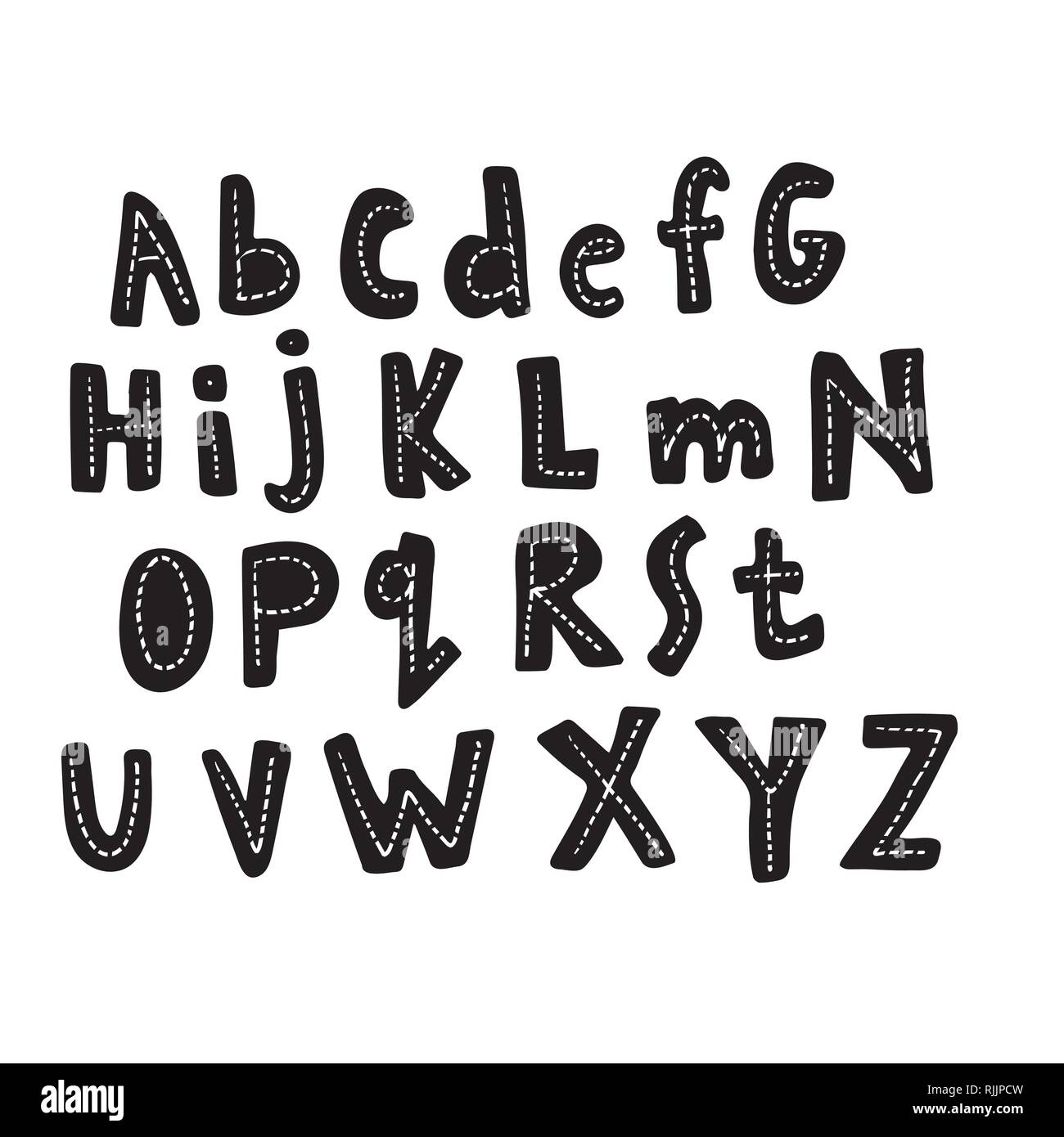 Funny infantile realizzato con alfabeto di inchiostro Illustrazione Vettoriale