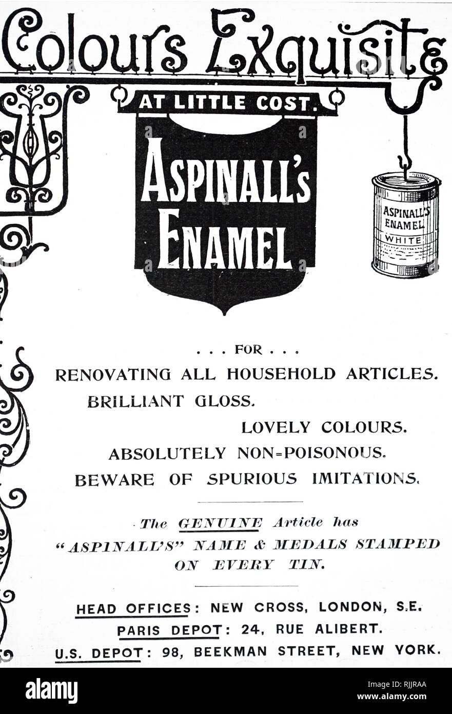 Un annuncio pubblicitario per Aspinall. di smalto. In data xx secolo Foto Stock