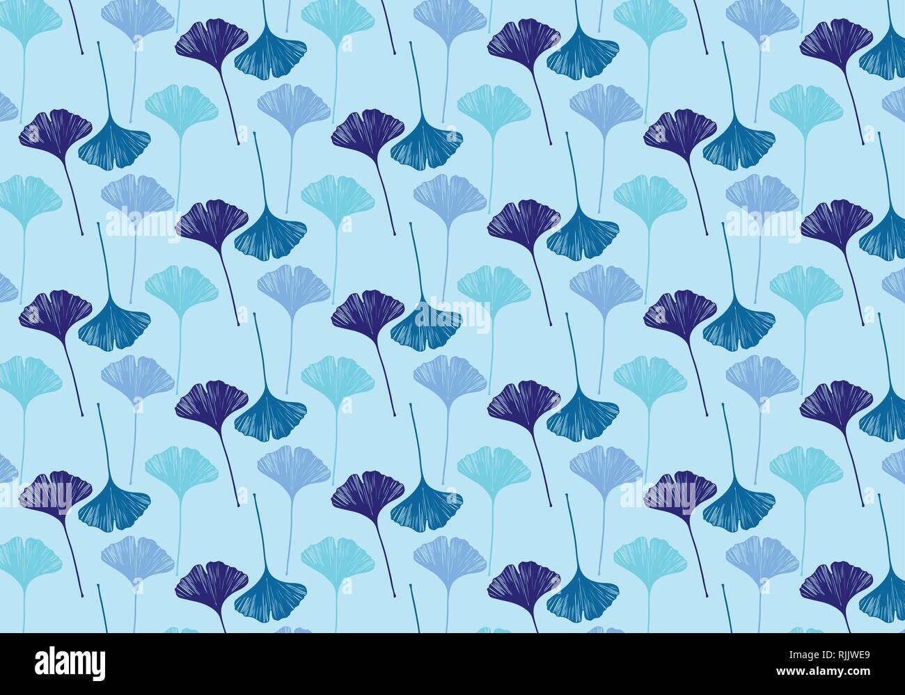 Foglie di Ginkgo vettore in blu tavolozza dei colori Illustrazione Vettoriale