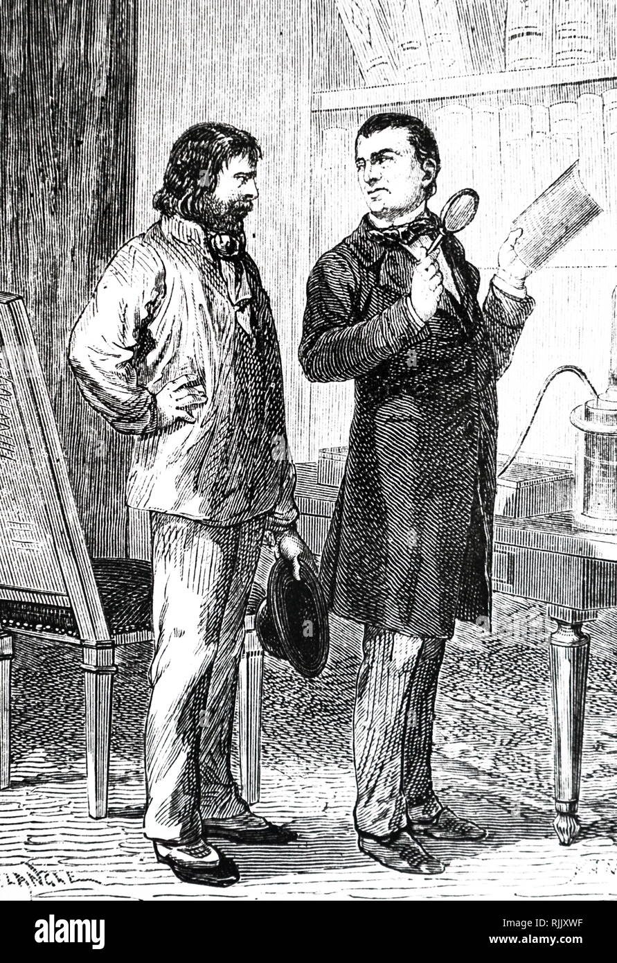 L'artista impressione di B. S. Jacobi (1808-1874) alla scoperta di elettroplaccatura in 1837. Datata del XIX secolo Foto Stock