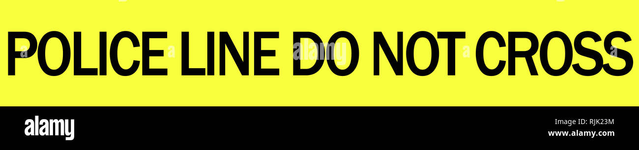 Iscrizione "linea di polizia non Cross' su sfondo giallo Foto Stock