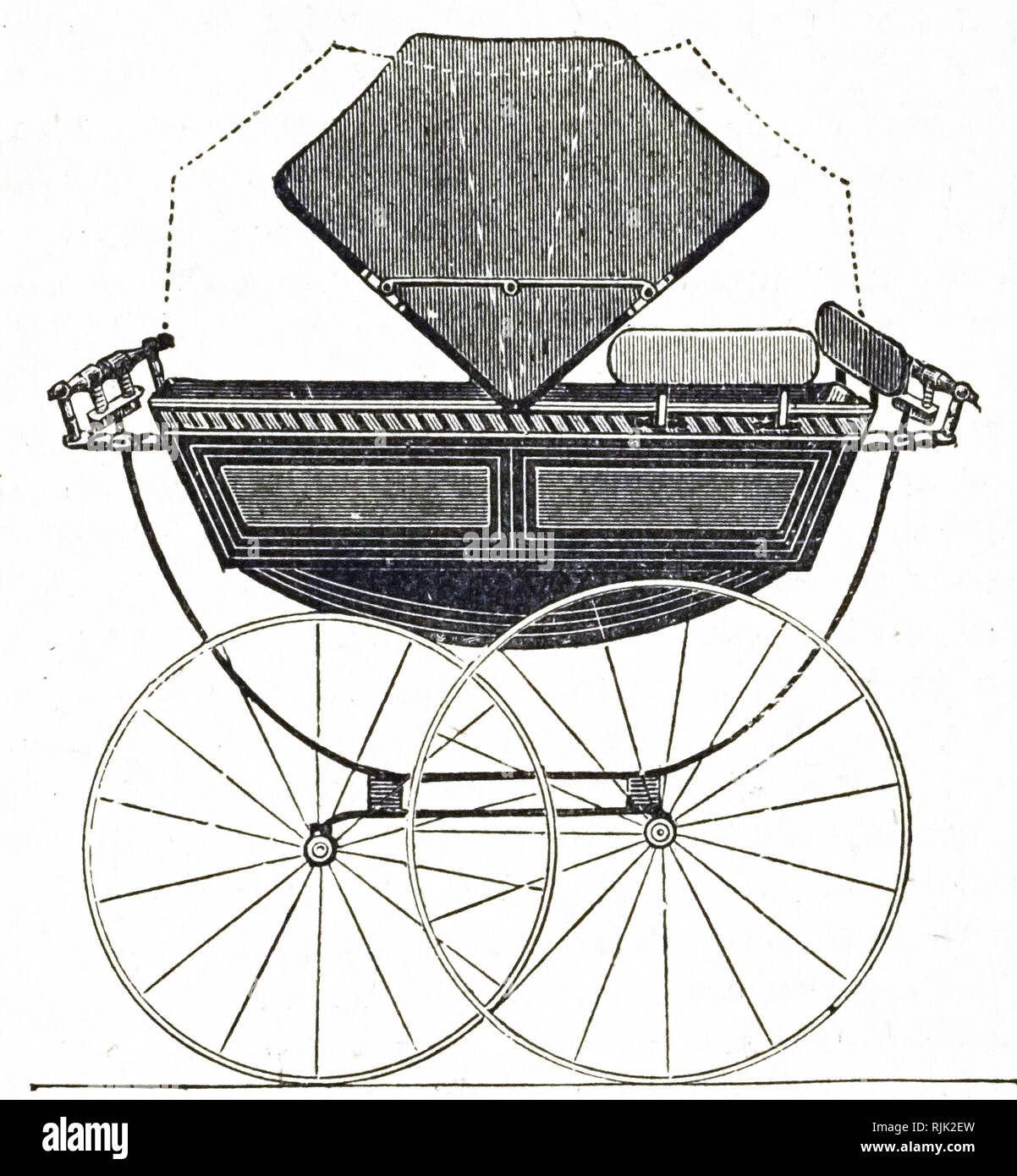 Una incisione raffigurante una carrozzina sterzabili, sebbene questo particolare modello non era adatto per un bambino. Datata del XIX secolo Foto Stock
