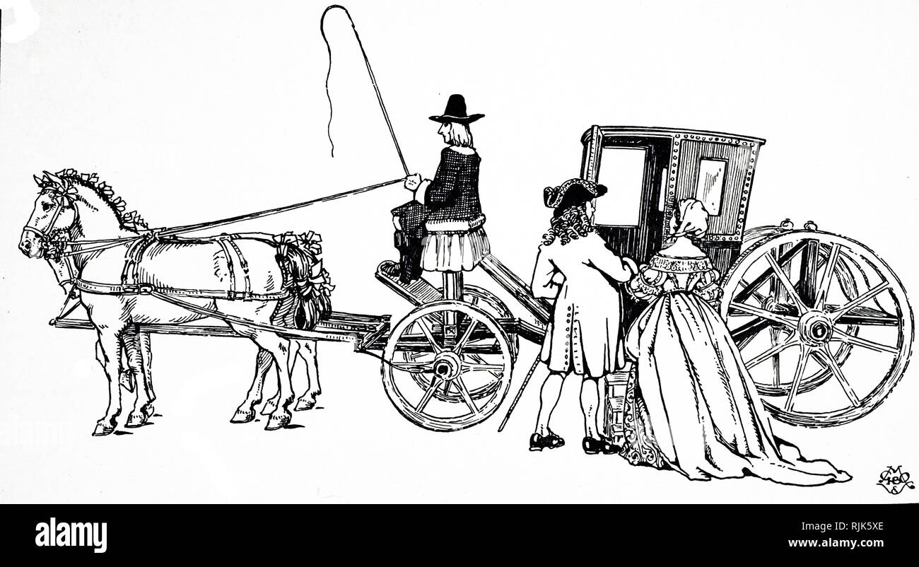 Una incisione raffigurante un monastero del XVII secolo il coach. Datata del XIX secolo Foto Stock