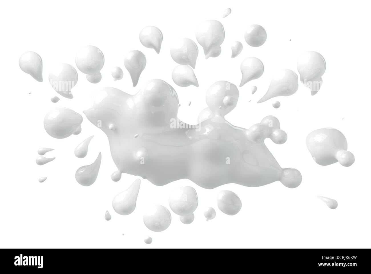 Abstract liquido bianco o inchiostro isolate su sfondo bianco.3d illustrazione Foto Stock