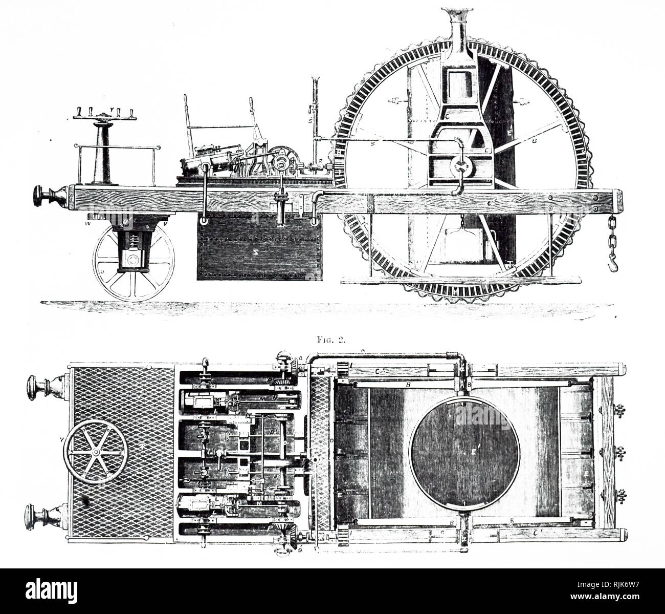 Una incisione raffigurante un vapore motore di trazione da Isaac e Robert Blackburn di Long Eaton, Nottinghamshire. Datata del XIX secolo Foto Stock