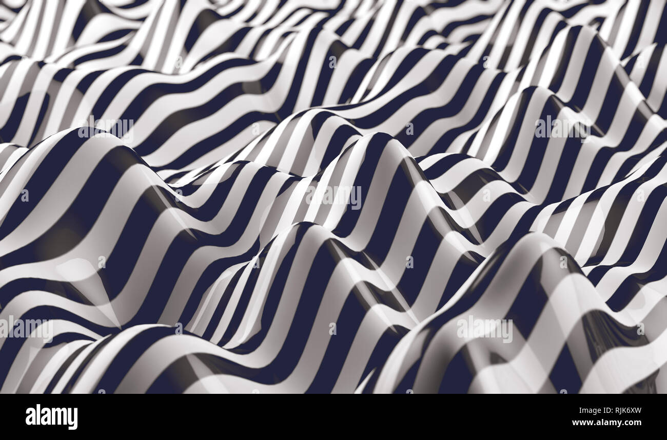 Illustrazione 3d di sfondo astratto a strisce e geometrico.onde e linee Sfondo, stile retro Foto Stock