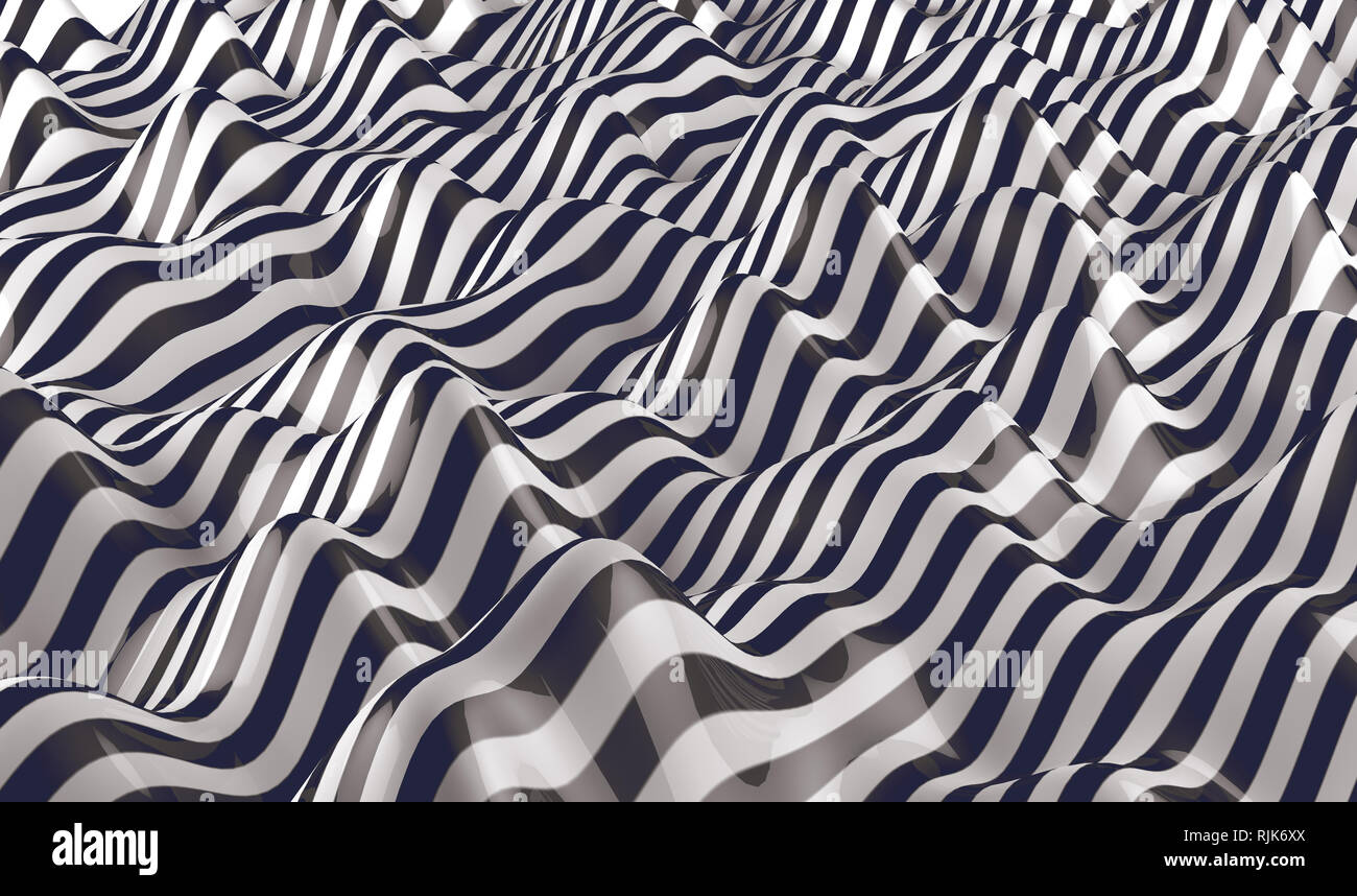 Illustrazione 3d di sfondo astratto a strisce e geometrico.onde e linee Sfondo, stile retro Foto Stock