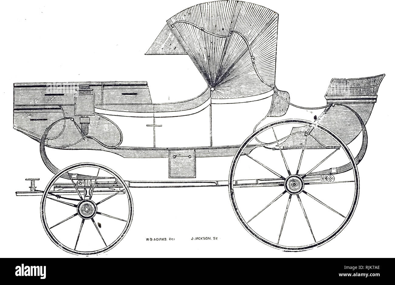 Una incisione raffigurante un Britzschka: la testa del carrello potrebbe essere tracciate sopra per escludere gli elementi del tutto. Datata del XIX secolo Foto Stock