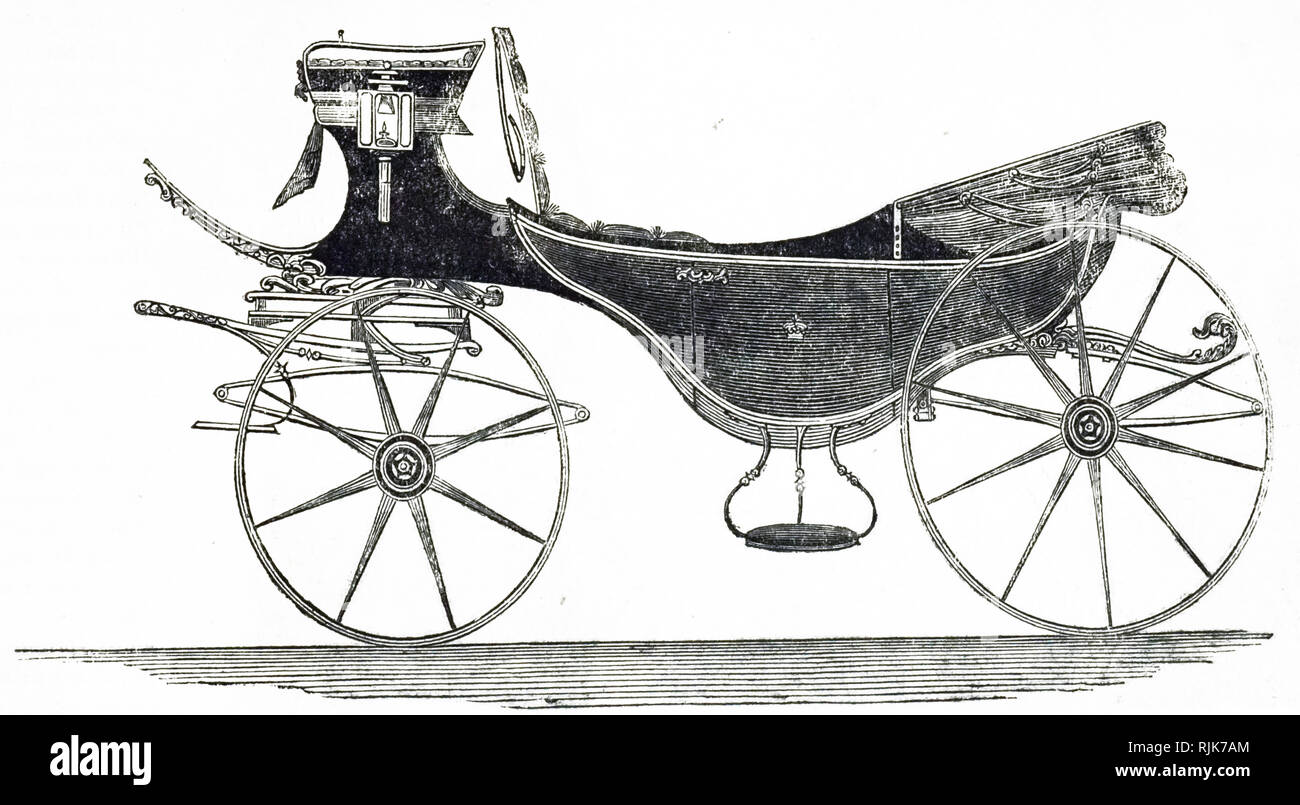 Una incisione raffigurante un carrello Amempton da Edward Kesterton su Longacre - mostrato nella grande mostra. Datata del XIX secolo Foto Stock