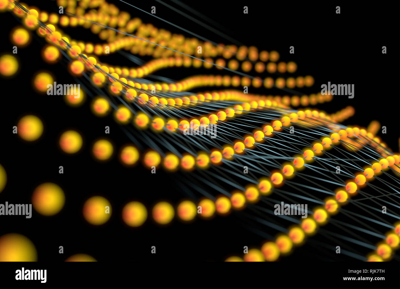 Abstract net e punti dello sfondo. La scienza e la tecnologia. Internet e il concetto di rete. 3d illustrazione Foto Stock