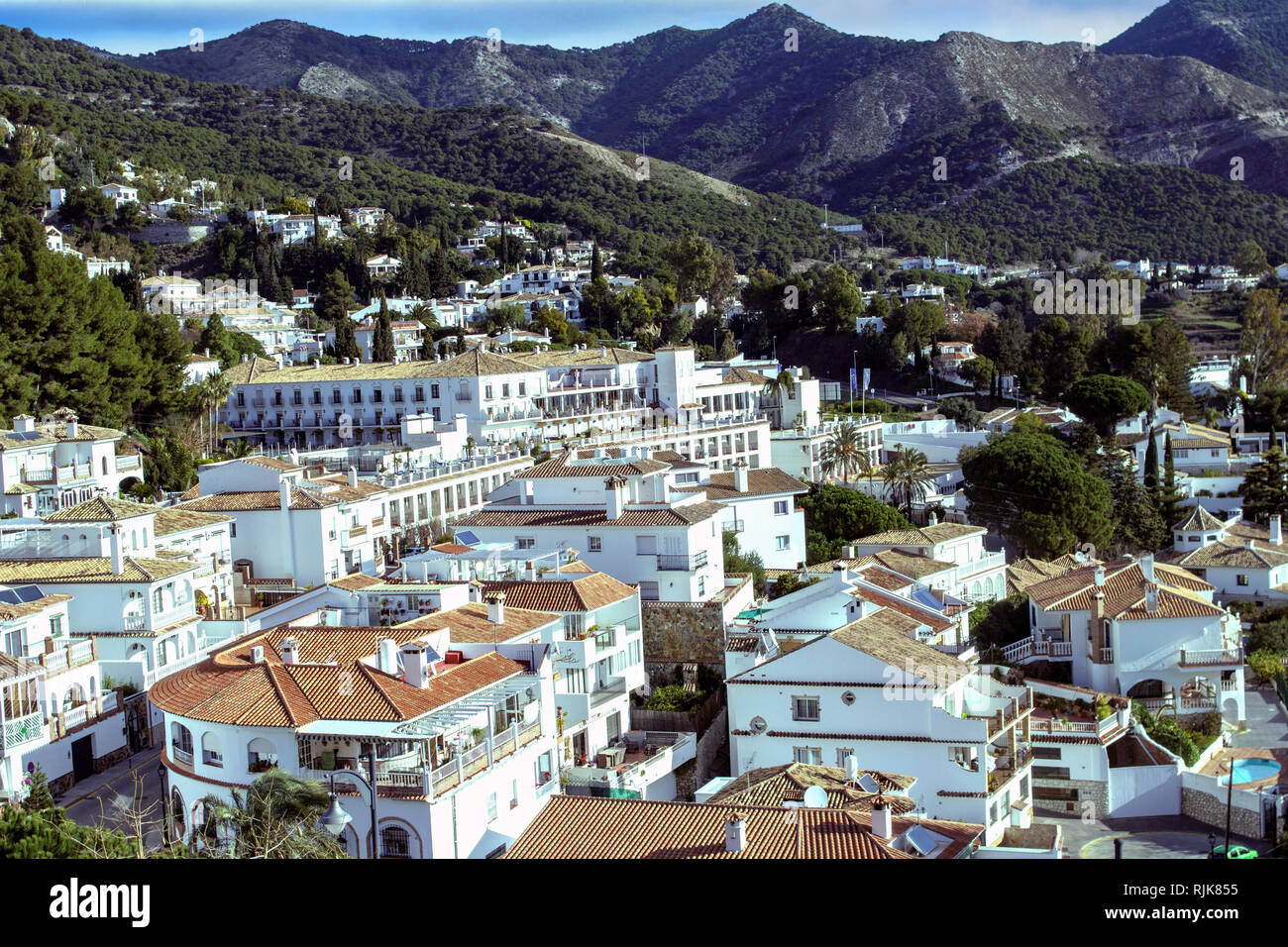 Mijas, Spagna. Il villaggio bianco di Mijas una delle principali attrazioni turistiche vicino a Malaga, Spagna. Foto Stock