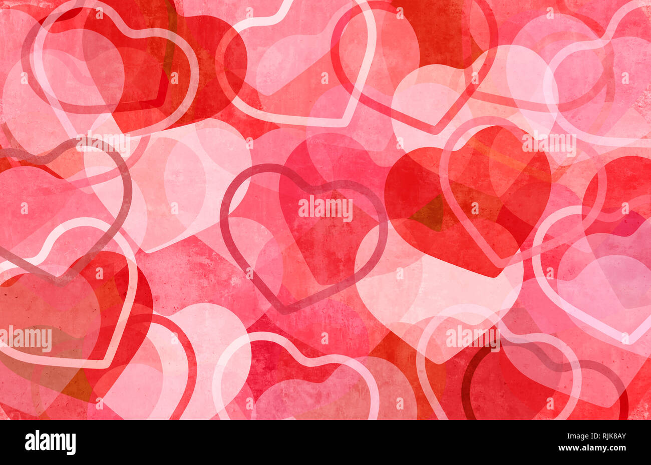 Amore astratto come sfondo apink e red disegno raffigurante una romantica vacanza san valentino pattern con 3D'illustrazione degli elementi. Foto Stock