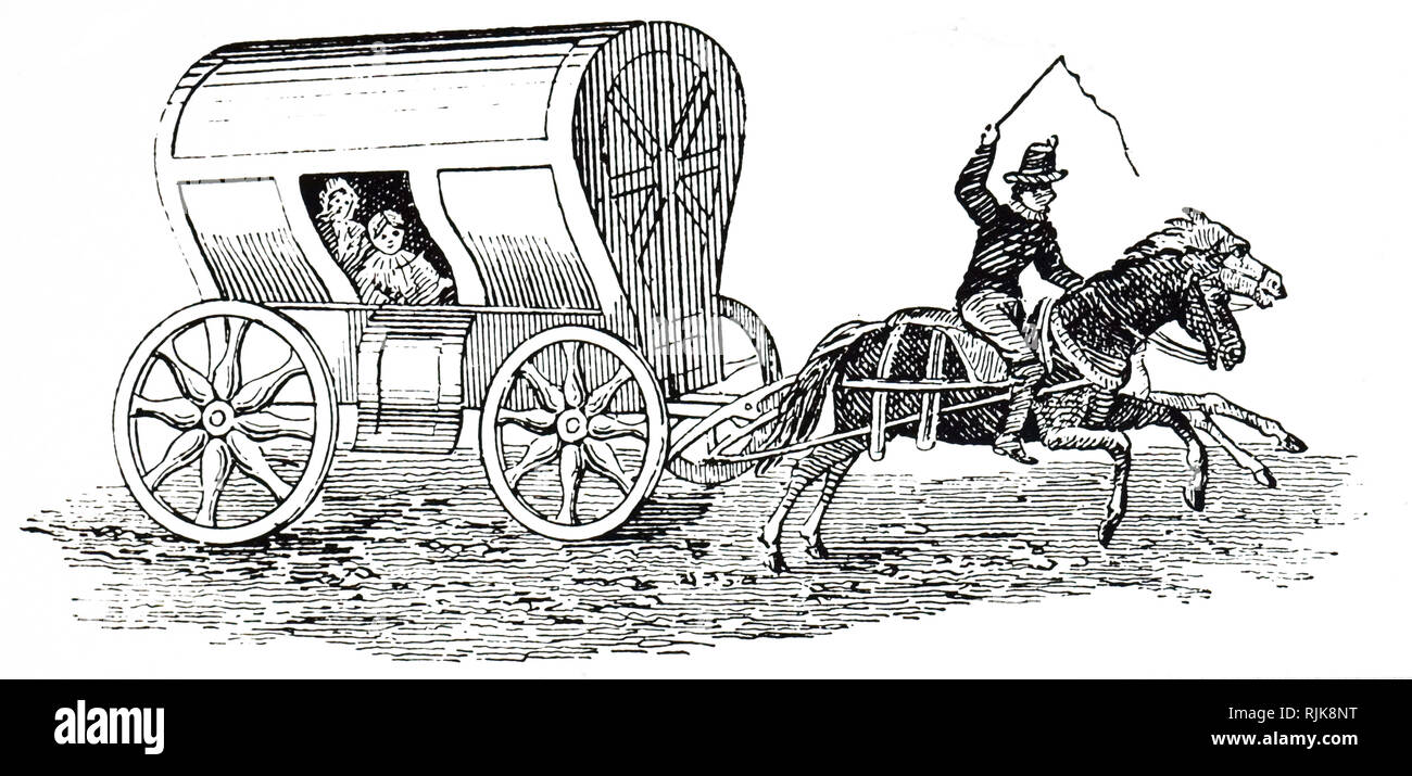 Una incisione raffigurante un inglese di Hackney coach. Datata del XIX secolo Foto Stock