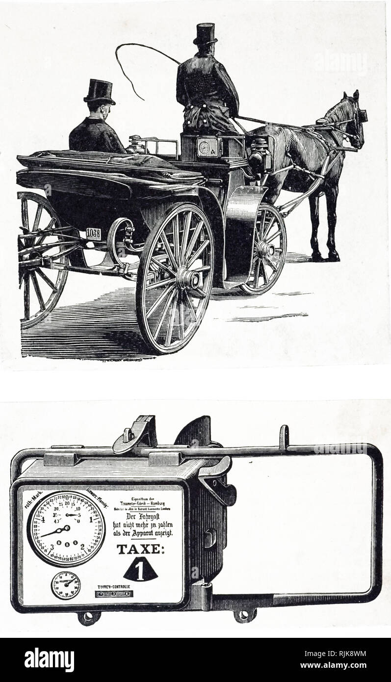 Una incisione raffigurante un inglese di Hackney coach. Datata del XIX secolo Foto Stock