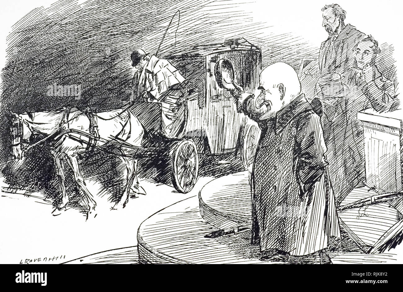 Cartoon raffiguranti un Hackney coach driver. Datata del XIX secolo Foto Stock