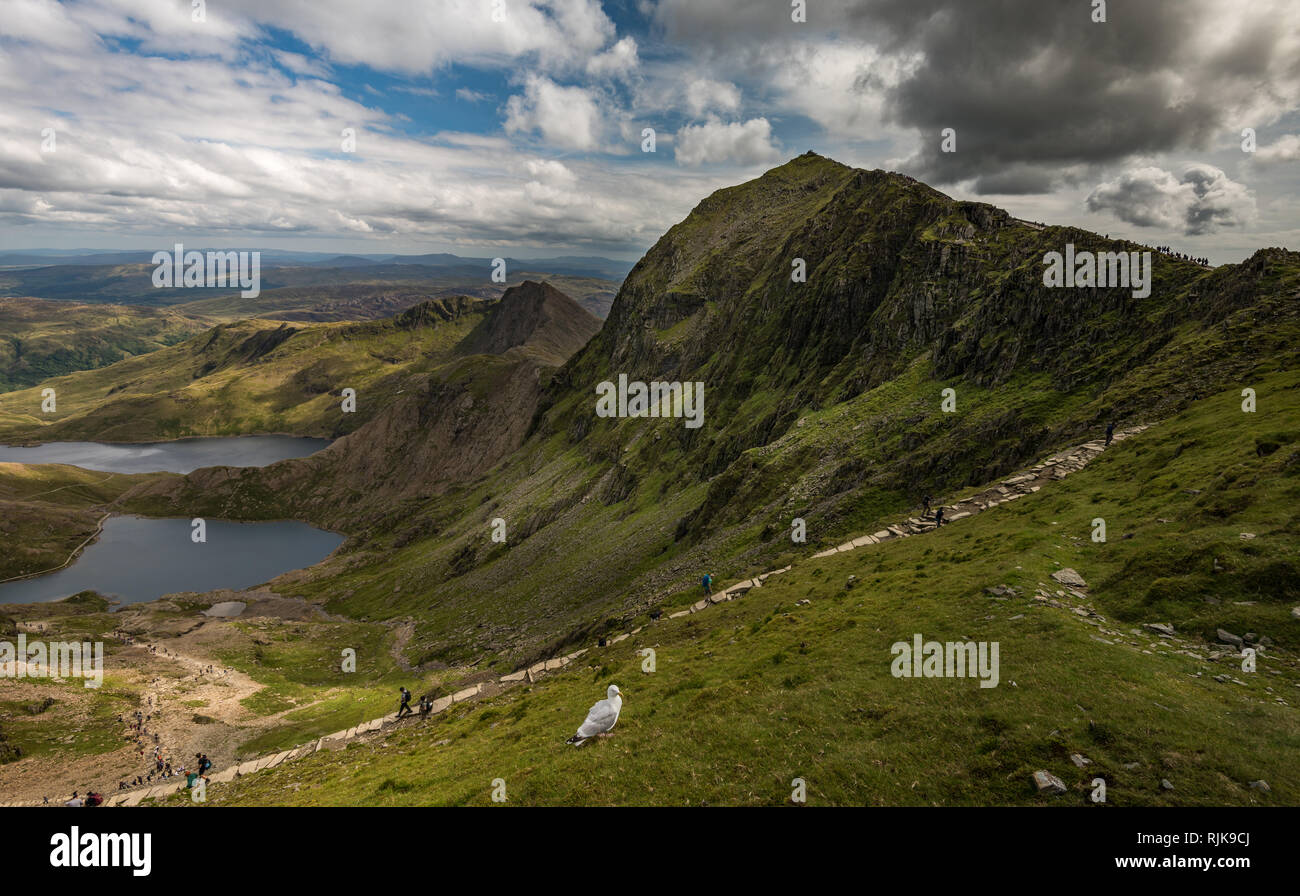 Vista del Parco Nazionale di Snowdonia, Gwynedd, Wales, Regno Unito Foto Stock